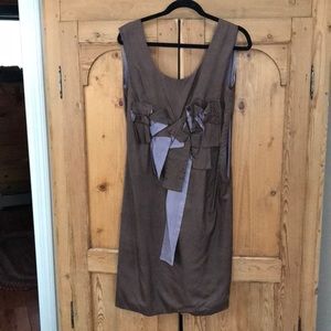 Silk dress.Taupe w/ soft lilac iconic MARNI bows.